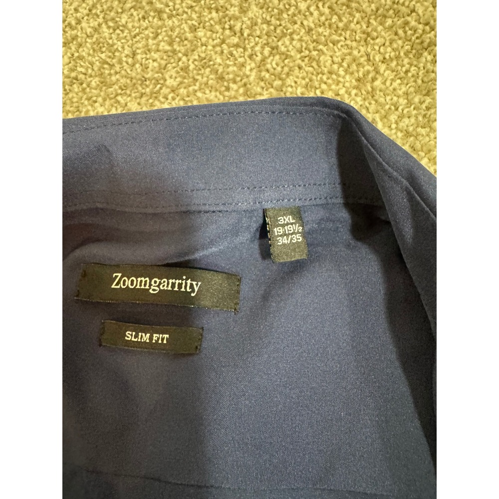 Zoomgarrity Mens 3XL Slim Fit Dress Shirt Navy Blue Long Sleeve Button Down NEW - Picture 5 of 5